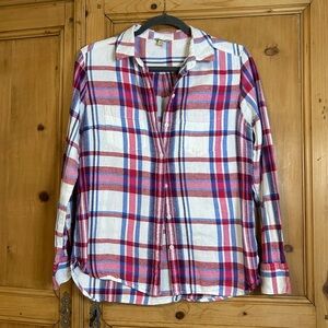 Woolrich Women’s Red and Blue Checkered Flannel Button Down Shirt Size M